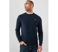 GANT Micro Textured Crew Knitted Jumper, Navy, Size S, Men Navy
