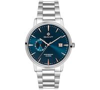 Gant Naples-IPB Men's 3-Hand Wristwatch, Date, Circular Day, Case Diameter 43 mm, Silver Case, Denim/Pink Dial, Metal Strap, Denim/Pink, Denim/Pink, Denim/Pink