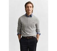 GANT Pure Cotton Cable Crew Neck Jumper Grey Marl