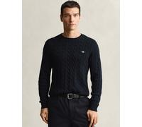 GANT Pure Cotton Cable Crew Neck Jumper Navy