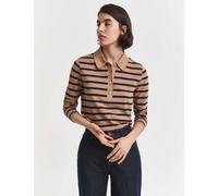 GANT Pure Cotton Striped Collared Jumper Brown Mix