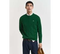 GANT Pure Lambswool Cable Crew Neck Jumper Green