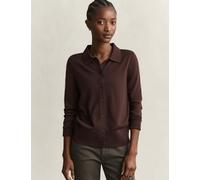 GANT Pure Merino Wool Collared Cardigan Brown