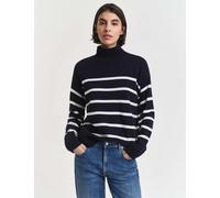 GANT Pure Wool Striped High Neck Jumper Navy Mix