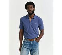 GANT Regular Contrast Pique Polo Shirt, Dusty Navy - Small