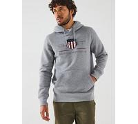 GANT Men's REG Archive Shield Hoodie, Grey Melange, XL