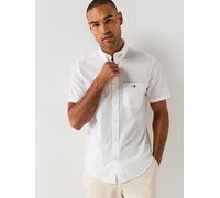 GANT Regular Fit Classic Poplin Short Sleeve Shirt, White, Size S, Men White