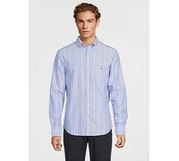 GANT Regular Fit Classic Striped Oxford Long Sleeve Shirt - Blue, Blue, Size Xl, Men Blue