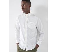 GANT Regular Fit Cotton Linen Long Sleeve Shirt, White, Size 3Xl, Men White