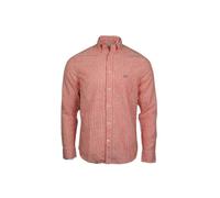 GANT Regular Fit Cotton Linen Stripe Shirt, Brick Red - XX-Large
