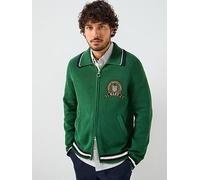 GANT Regular Fit Crested Zip Through Knitted Cardigan, Green, Size Xl, Men Green