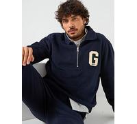 GANT Regular Fit G Badge 1/4 Zip Sweat, Navy, Size 2Xl, Men Navy