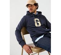 GANT Regular Fit G Badge Overhead Hoodie, Navy, Size S, Men Navy