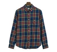 GANT Regular Fit Indigo Twill Check Shirt, Indigo - Large