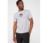 GANT Regular Fit Short Sleeve Archive T-Shirt - Grey, Grey, Size S, Men Grey