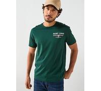 GANT Regular Fit Small Linear Chest Logo T-Shirt - Green, Green, Size 3Xl, Men Green
