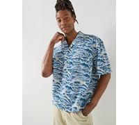 GANT Relaxed Fit All Over Printed Short Sleeve Shirt, Blue, Size 2Xl, Men Blue