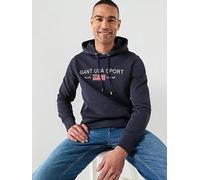 GANT Retro Large Graphic Hoodie, Navy, Size S, Men Navy