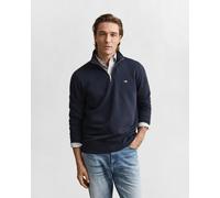 (Evening Blue, M) GANT Mens Sweatshirt Embroidered Shield Half Zip Pullover Winter Jumper Black