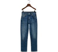 GANT Slim Fit Cropped Jeans Blue Denim Cotton Stretch Blend Tapered Leg High Rise - 28, BLUE/962