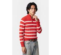 GANT Striped Cotton Cable Half Zip Rose Red size XL | Turtlenecks Outlet | Men | Pink XL