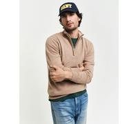 GANT Superfine Lambswool Half Zip Top, Dark Sand Melange - Small