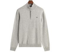 Superfine Lambswool Half Zip Knit Grey Melange XXL
