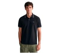 Men's GANT Mens Short Sleeve Tipping Pique Polo - Black - Size: 44/Regular