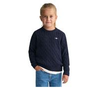 GANT Unisex Children's Cotton Cable Shield Crew Pullover, Evening Blue, 98-104
