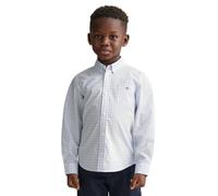 GANT Unisex Children's Poplin Gingham Shield Shirt with Button Down Collar, Light Blue, 110-116