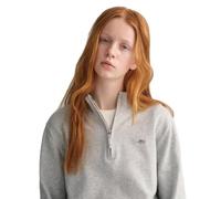 GANT Unisex Kinder Shield Cotton Half Zip Pullover Sweater, Light Grey Melange, 170