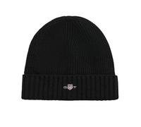 GANT Unisex Shield Wool Beanie Hat, Black, One Size