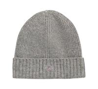 GANT Unisex Shield Wool Beanie Hat, Grey Melange, One Size