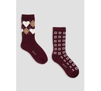 GANT Womens 2 Pack Argyle Heart Socks Gift Box, Red, Size 39/41, Women Red