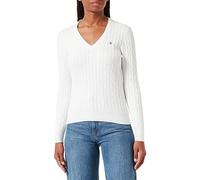 GANT Women's 4800101-113-XL Stretch Cotton Cable V-Neck, Eggshell, XL