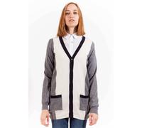 Gant Womens Colorblock Knit Cardigan - Light Grey Wool - Size X-Small