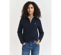 Gant Women's Cotton Rich Cable Knit Half Zip Jumper - Navy, Navy