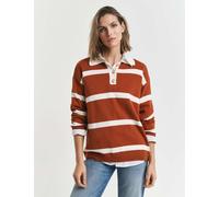 Gant Women's Cotton With Merino Wool Striped Rugby Jumper - Orange, Orange