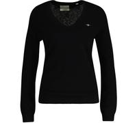 GANT Womens Lambswool V Neck Sweater Black M