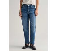 Gant Women's Mid Rise Straight Leg Ankle Grazer Jeans - 32 - Dark Blue, Dark Blue,Light Blue
