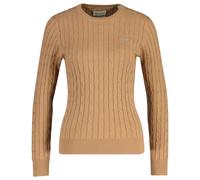 GANT Women's Pullover - Stretch Cotton Cable C-Neck,Crew Neck, Cable Knit, Logo