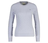 GANT Women's Pullover - Stretch Cotton Cable C-Neck,Crew Neck, Cable Knit, Logo