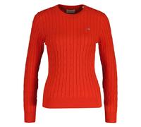 GANT Women's Pullover - Stretch Cotton Cable C-Neck,Crew Neck, Cable Knit, Logo