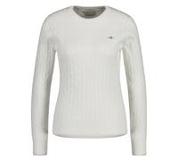 GANT Women's Pullover - Stretch Cotton Cable C-Neck,Crew Neck, Cable Knit, Logo