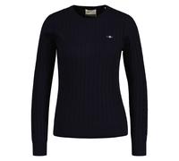 GANT Women's Pullover - Stretch Cotton Cable C-Neck,Crew Neck, Cable Knit, Logo