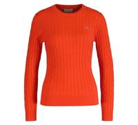 GANT Women's Pullover - Stretch Cotton Cable C-Neck,Crew Neck, Cable Knit, Logo