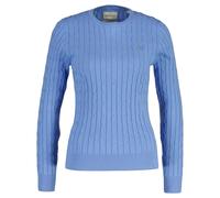 GANT Women's Pullover - Stretch Cotton Cable C-Neck,Crew Neck, Cable Knit, Logo