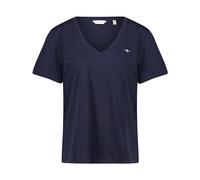 GANT Women's Reg Shield SS V-Neck T-Shirt, Evening Blue, L