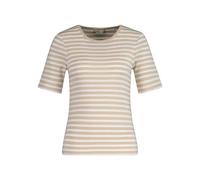 GANT Women's Slim Striped 1X1 Ribbed SS T-Shirt, Dry Sand, S