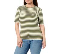 GANT Women's Slim Striped 1x1 Ribbed Ss T-Shirt, Green (Moss Green), M